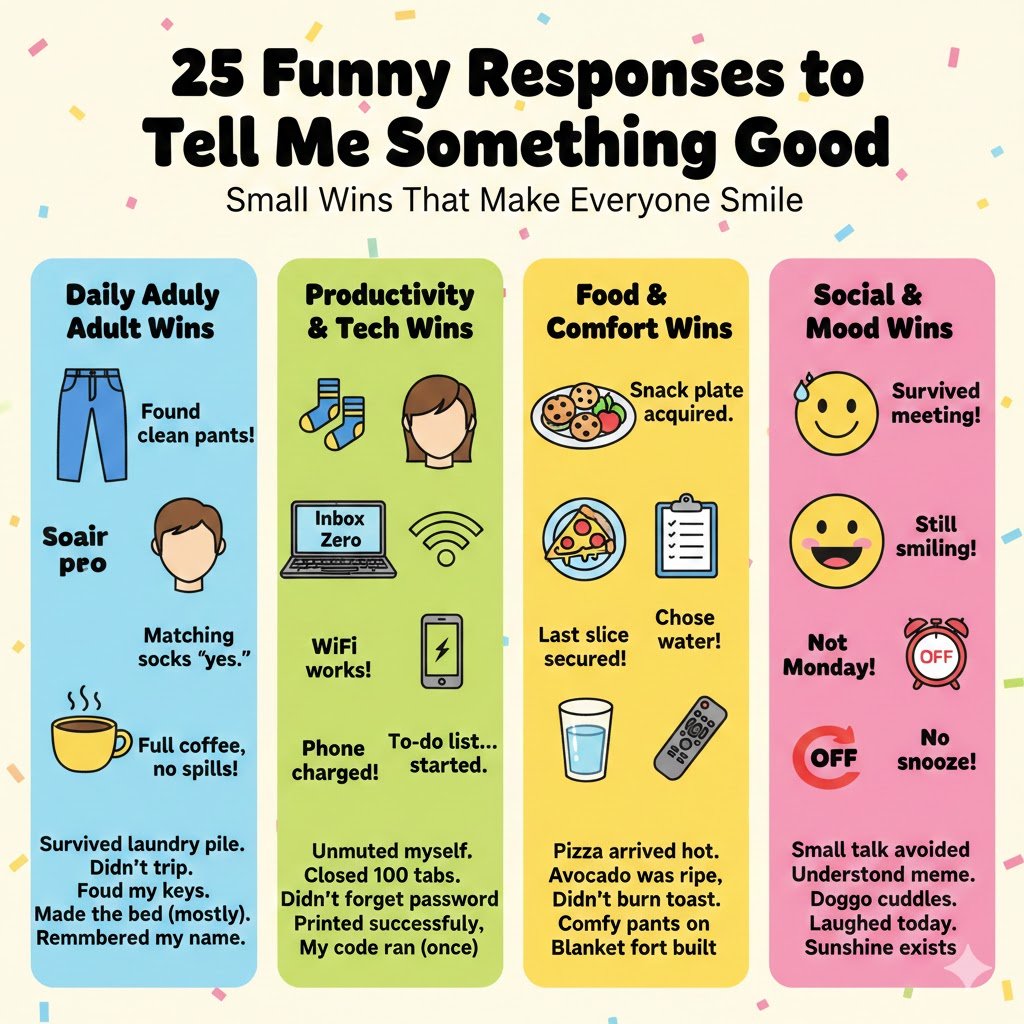 funny responses to tell me something good