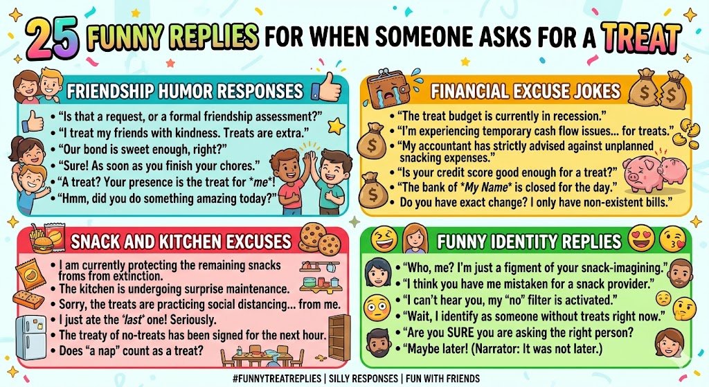 funny replies for when someone asks for treat