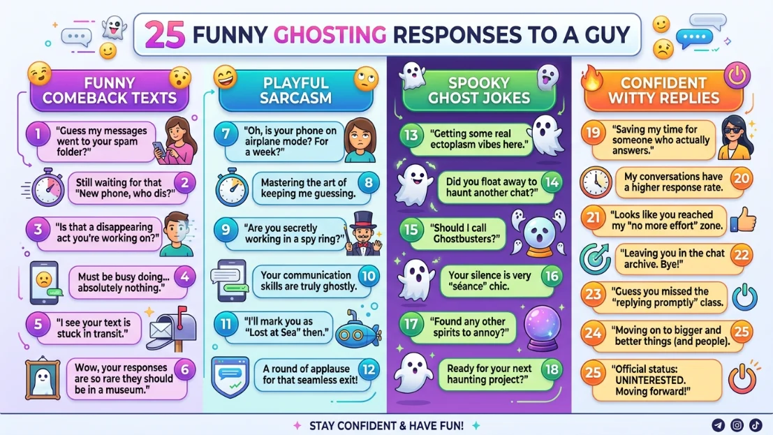 funny ghosting responses to a guy