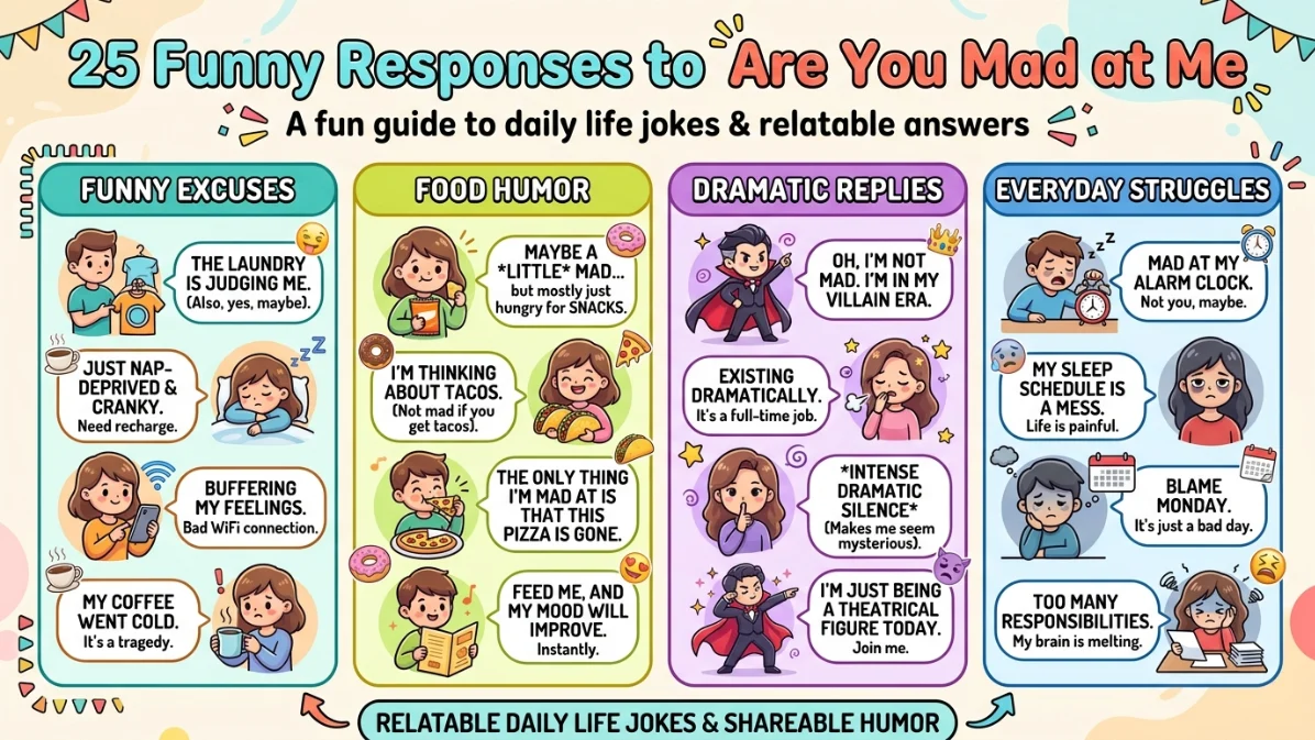 funny responses to are you mad at me
