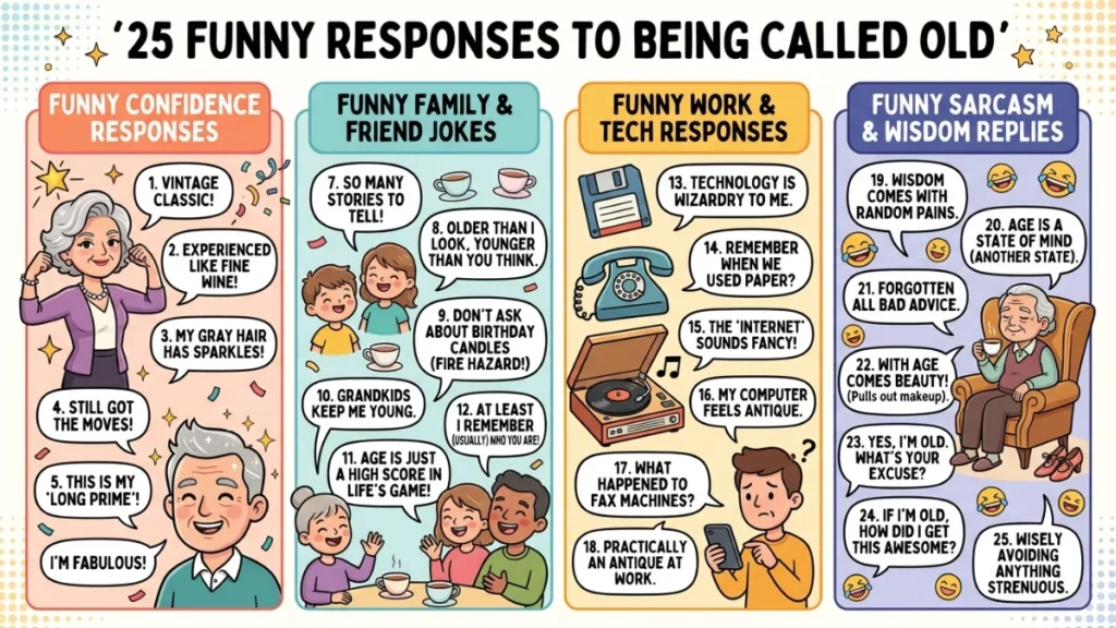 funny responses to being called old