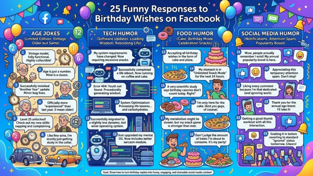 funny responses to birthday wishes on Facebook