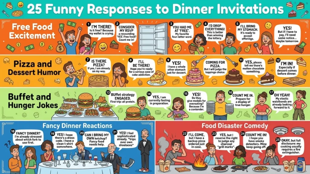funny responses to dinner invitations