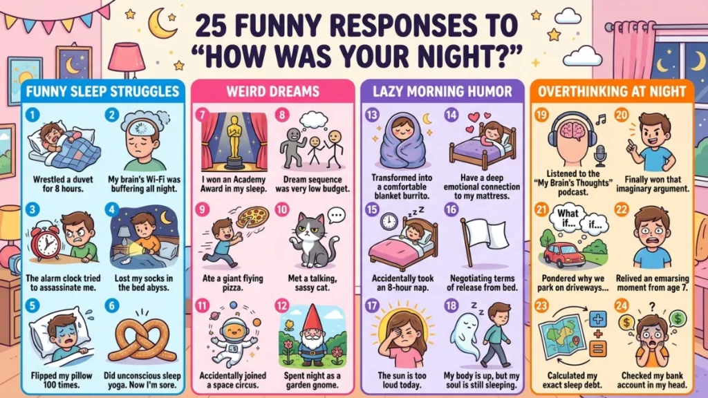 funny responses to how was your night