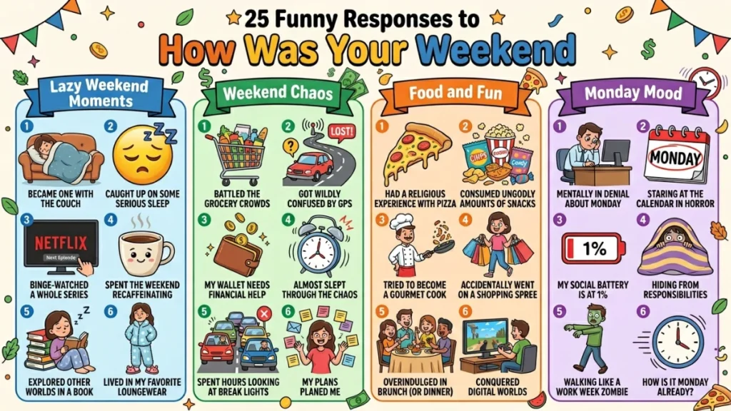 funny responses to how was your weekend