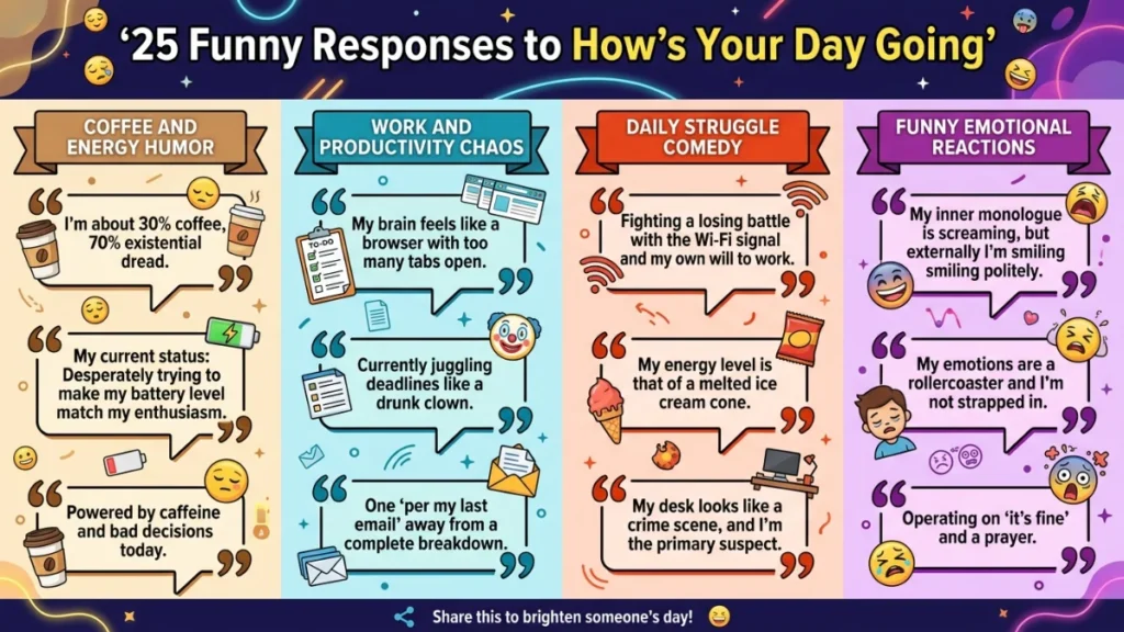 funny responses to how’s your day going