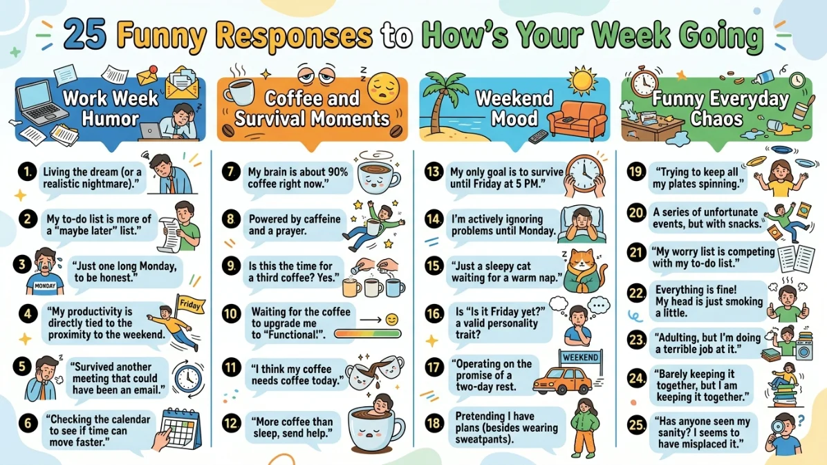 funny responses to how’s your week going
