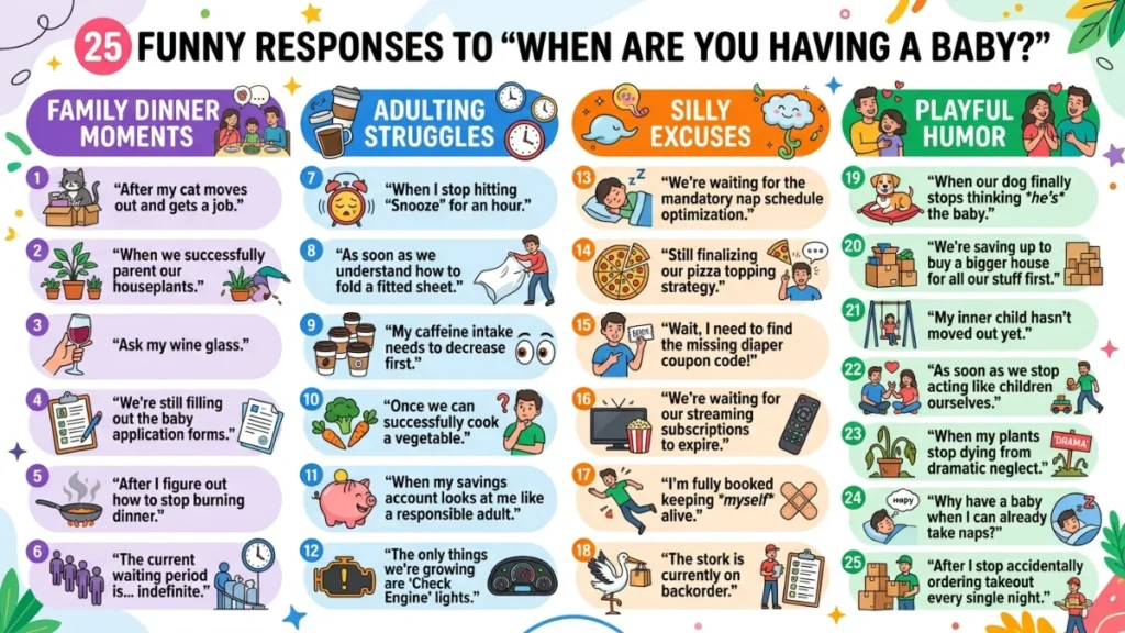 funny responses to when are you having a baby