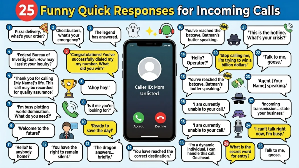 funny quick responses for incoming calls