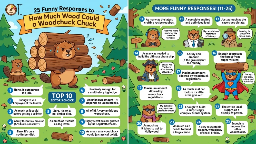 funny responses to how much wood could a woodchuck chuck