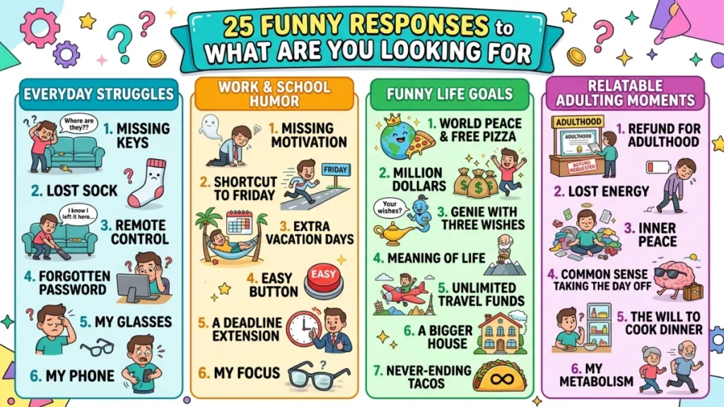 funny responses to what are you looking for